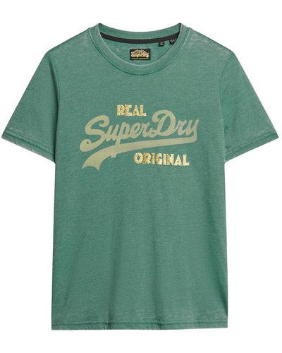 Superdry Vintage Logo T-shirt In Burnout Look - Green
