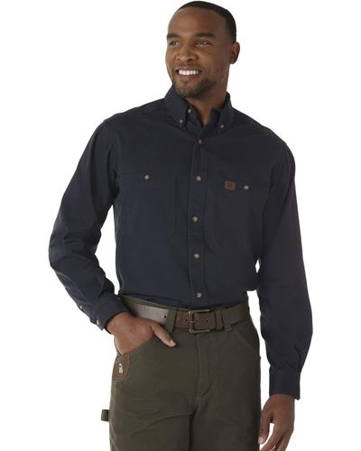 Wrangler Riggs Workwear Camicia da lavoro Logger Twill a maniche lunghe da uomo - Blu