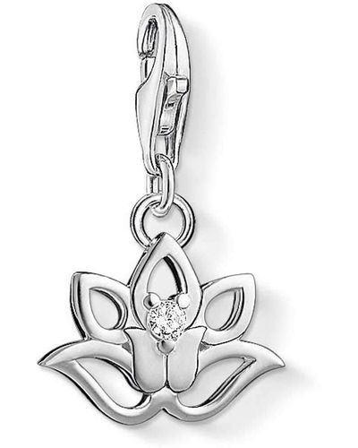 Thomas Sabo Charm Pendant Lotus Flower Charm Club 925 Sterling Silver 1300-051-14 - Metallic
