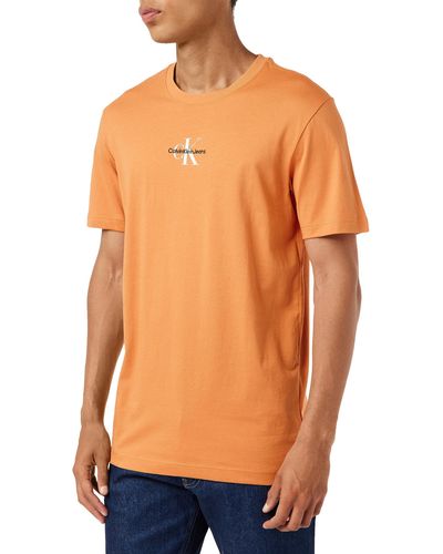 Calvin Klein S/s Knit Tops - Orange