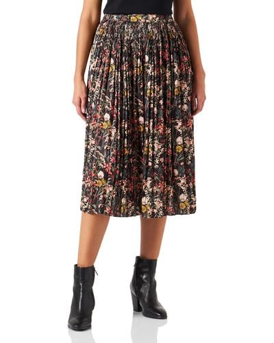 Scotch & Soda Pleated Printed Maxi Skirt in Recycled Polyester Rock - Schwarz