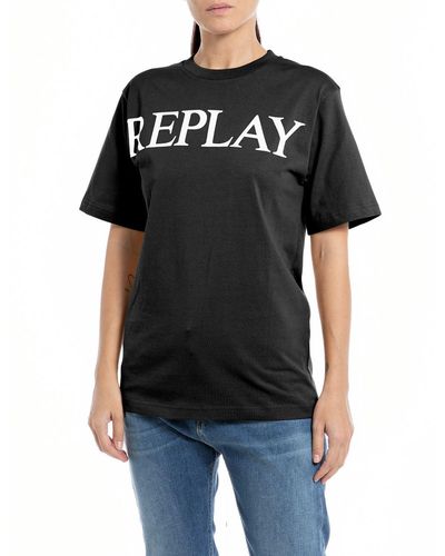 Replay T-Shirt Kurzarm aus Baumwolle Pure Logo - Schwarz