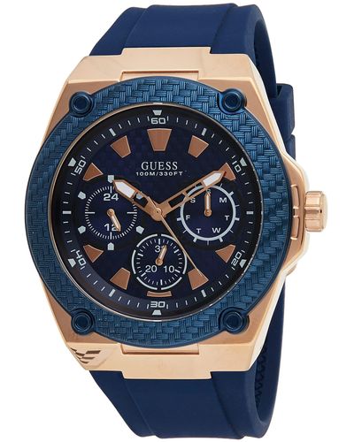Guess Legacy 45mm Blue Silicone Band Steel Case Quartz Watch W1049G2