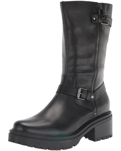Naturalizer S Jagger Mid Calf Boot Black Leather 10.5 M