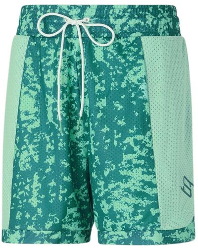 PUMA Womens Stewie X Earth Shorts Athletic Bottoms Casual Comfort Technology - Blue, Blue, M - Green
