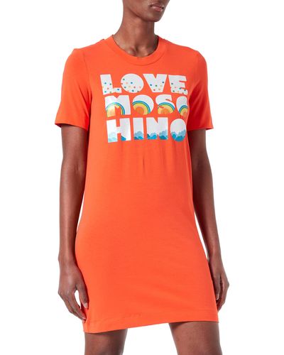 Love Moschino Regular T-Shape Dress with Short Sleeves Vestito - Arancione