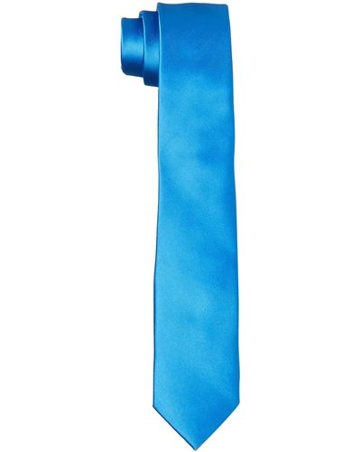 HIKARO Cravatta da uomo sottile realizzata a mano effetto seta 6 cm - Blu