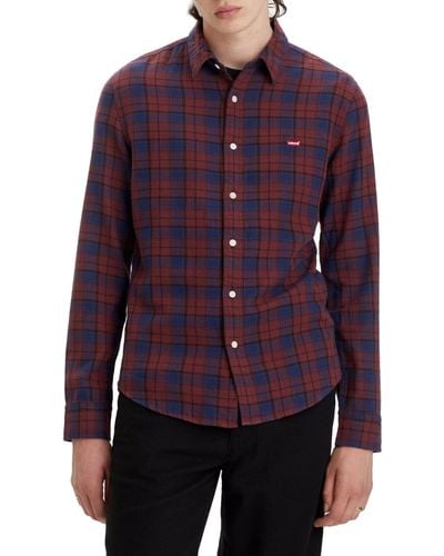 Levi's Long-sleeve Battery Housemark Slim Shirt Nen - Paars