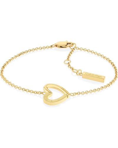 Calvin Klein Women's Minimalistic Hearts Collection Chain Bracelet Yellow Gold - 35000388 - Black