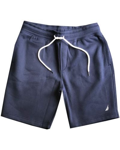 Nautica S Soft Cotton Fleece Jogger Gym Active Sweat Shorts - Blau