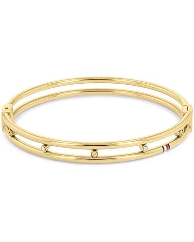 Tommy Hilfiger Jewellery Hardware Ionic Gold Stainless Steel With Crystal Bangle Bracelet Color: Gold Plated - Black