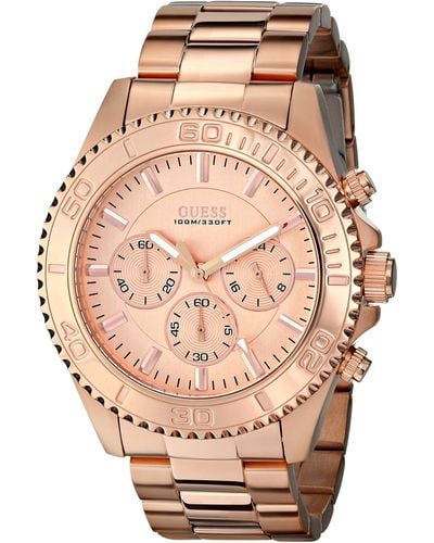Guess U0170g4 Sporty & Sophisticated Rose Gold-tone Chronograph Watch - Pink