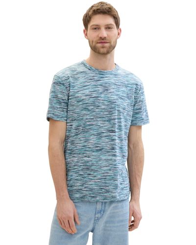 Tom Tailor T-Shirt in Space Dye Optik - Blau