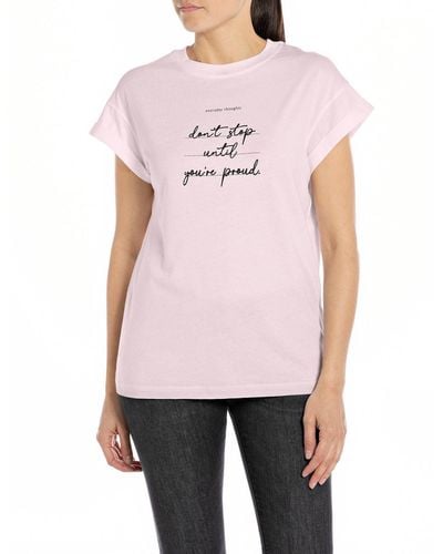 Replay T-Shirt Kurzarm aus Baumwolle - Pink