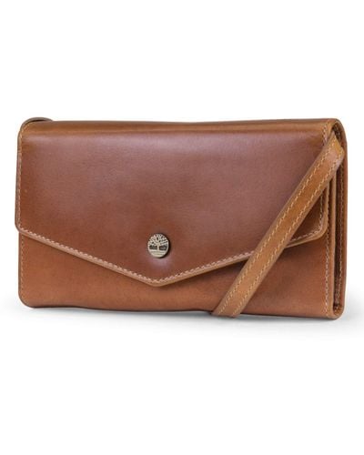 Timberland Womens Rfid Leather Crossbody Wallet Phone Bag With Detachable Crossbody Strap Cross Body - Brown
