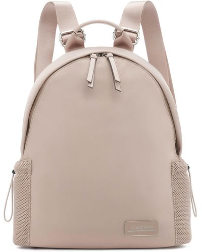 Calvin Klein Jessie Mesh Side Pocket Nylon Backpack - Natural