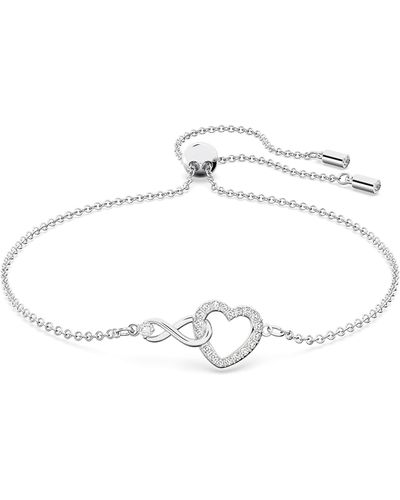 Swarovski Infinity Heart Bracelet With White Crystals - Metallic