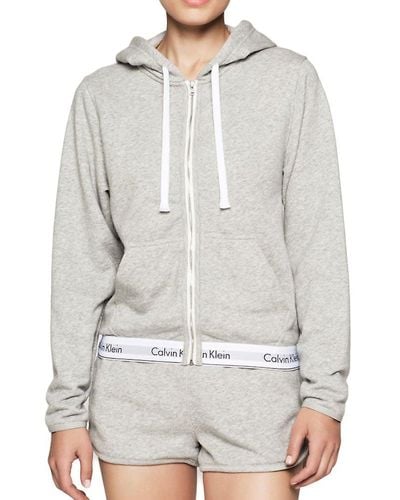 Calvin Klein Top Hoodie Full Zip Sweat-Shirt à Capuche ,Gris