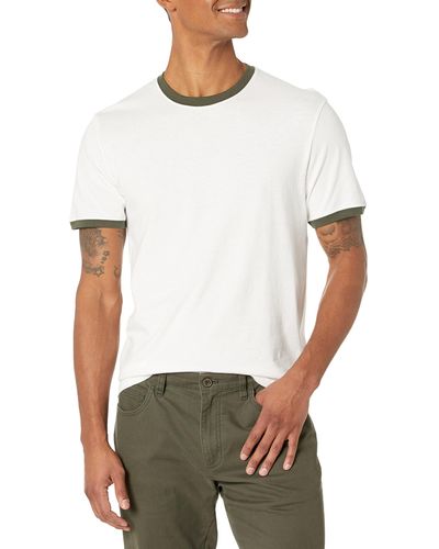 Amazon Essentials T-Shirt Ringer a ica Corta - Bianco