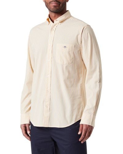 GANT Reg Poplin Stripe Shirt - Natural