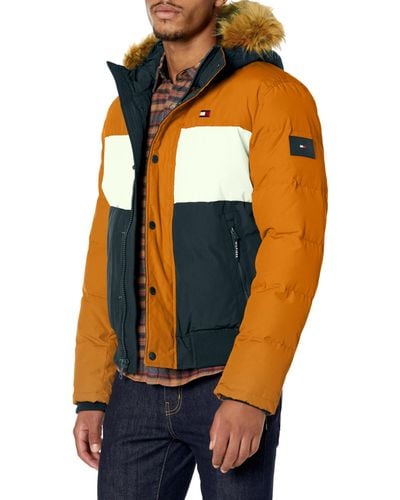 Tommy Hilfiger Steppjacke Arctic Cloth Schnorchel Bomberjacke mit Abnehmbarer Kapuze - Blau