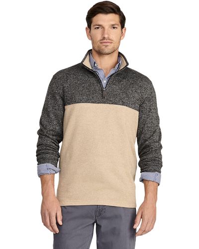 Izod Classic Fit Quarter Zip Sweater Fleece Pullover - Black