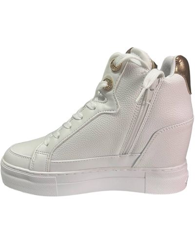 Guess Sneaker fridan Bianca con Zeppa e Inserti Dorati - Grigio