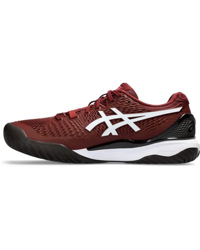 mens red asics trainers