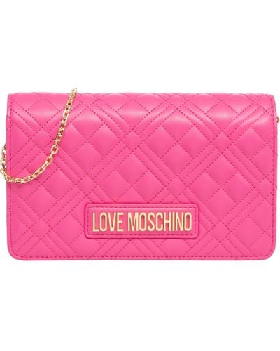 Love Moschino Damen lettering logo Umhangetasche fuxia - Pink