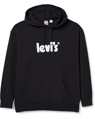 Levi's Big & Tall Relaxed Graphic Po Hoodie Hombre Poster Logo Mhg - Negro
