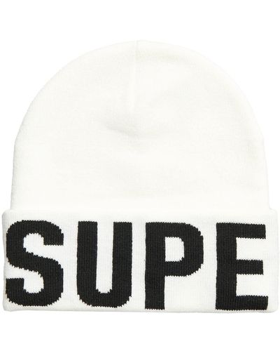 Superdry 'code Mountain' Knitted Beanie Hat - White