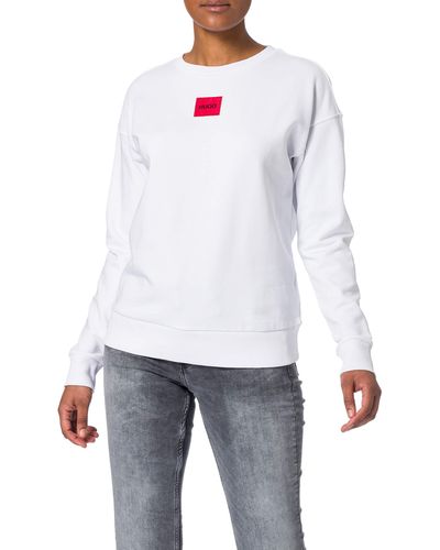 HUGO Regular-Fit Sweatshirt aus Baumwolle mit rotem Logo-Etikett - Schwarz