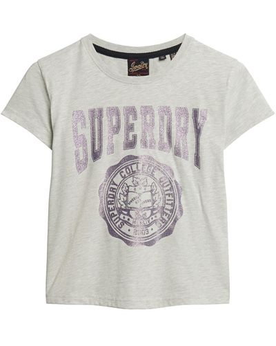 Superdry Collegiate T-Shirt mit Grafikprint Gletschergrau Meliert 38 - Weiß