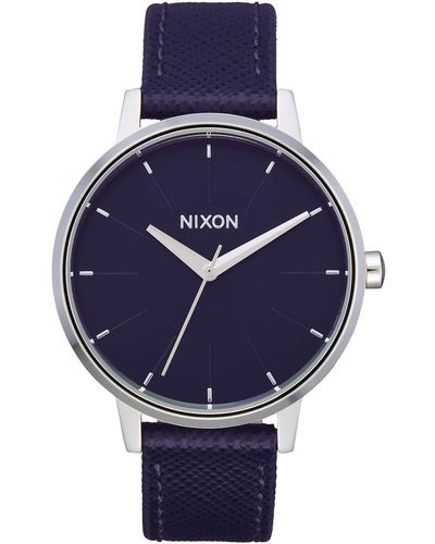 Nixon Kensington Leather Aubergine Casual Designer 's Watch - Metallic