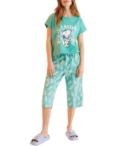 Women'secret Pyjama-set Voor - Groen