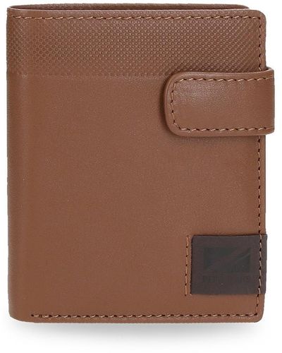 Pepe Jeans Topper Vertical Wallet With Click Closure Brown 8.5 X 10.5 X 1 Cm Leather