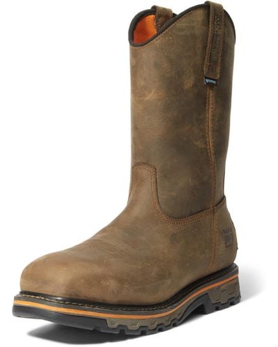 Timberland True Grit Pull-on Composite Safety Toe Waterproof Industrial Western Work Boot - Brown