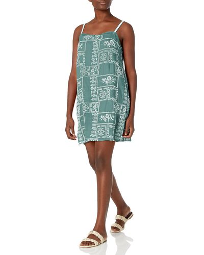 Lucky Brand Sleeveless Square Neck Embroidered Cami Dress - Blue