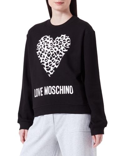 Love Moschino Regular Fit with Maxi Animalier Heart And Logo. Maglia di Tuta - Nero