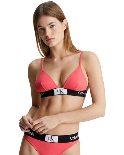Calvin Klein Top Bikini a Triangolo Donna Fixed Triangle-Rp senza Ferretto - Rosa