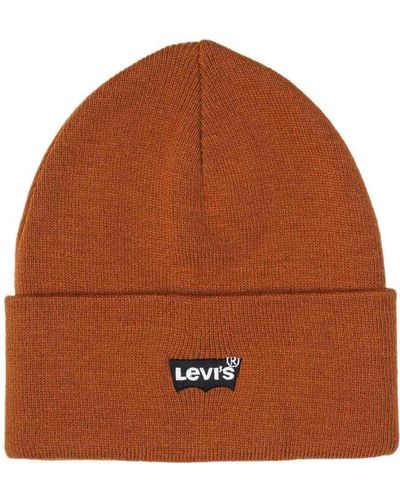 Levi's Batwing Embroidered Slouchy Beanie - Marron