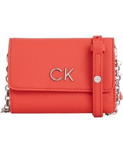 Calvin Klein Re-lock Driebladige Sm W/strap Portefeuilles - Rood