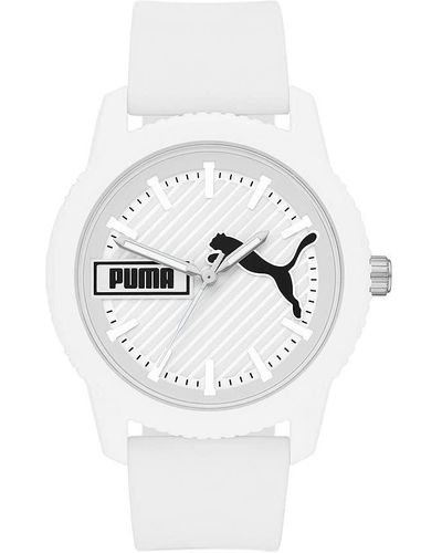 PUMA Analogique Quartz Montre avec Bracelet en Silicone P5094 - Blanc