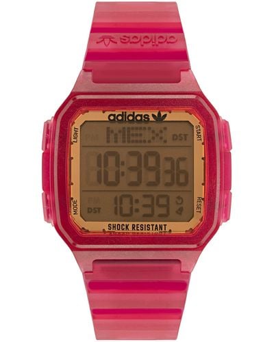 adidas Pink Resin Strap Digital Watch - Red