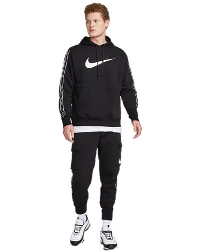 Nike 2 Piece Tracksuit Repeat Sportswear Hoodie Sweatshirt jogger Top White Black Cotton Size X-large Xl