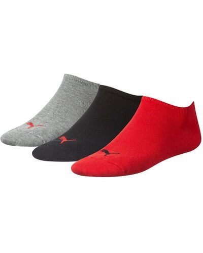 PUMA , confezione da 6 calze sportive alla caviglia, unisex Red/Black 39-42 - Rosso