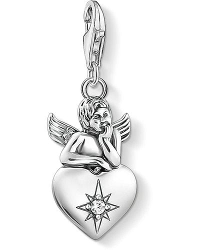 Thomas Sabo Ciondolo a forma di angelo custode con cuore in argento 1735-643-14 - Bianco