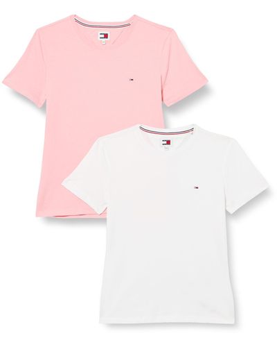 Tommy Hilfiger TJW 2PACK Soft Jersey Tee DW0DW11459 Top in Maglia a iche Corte - Rosa