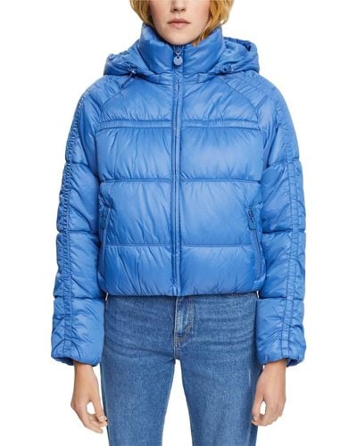 Esprit Stepp-Jacke mit Abnehmbarer Kapuze - Blau