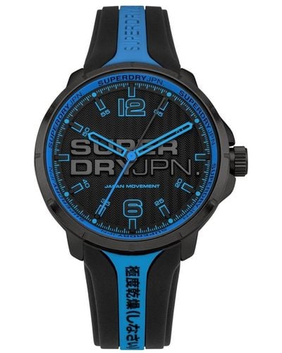 Superdry Analog Quarz Uhr mit Silikon Armband SYG216BU - Schwarz